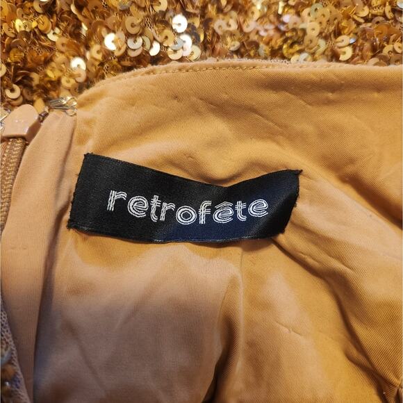 Retrofete Olivia Halter Sequin Mini Dress in Nude Halle Size XL NWOT Open Back - Picture 10 of 13